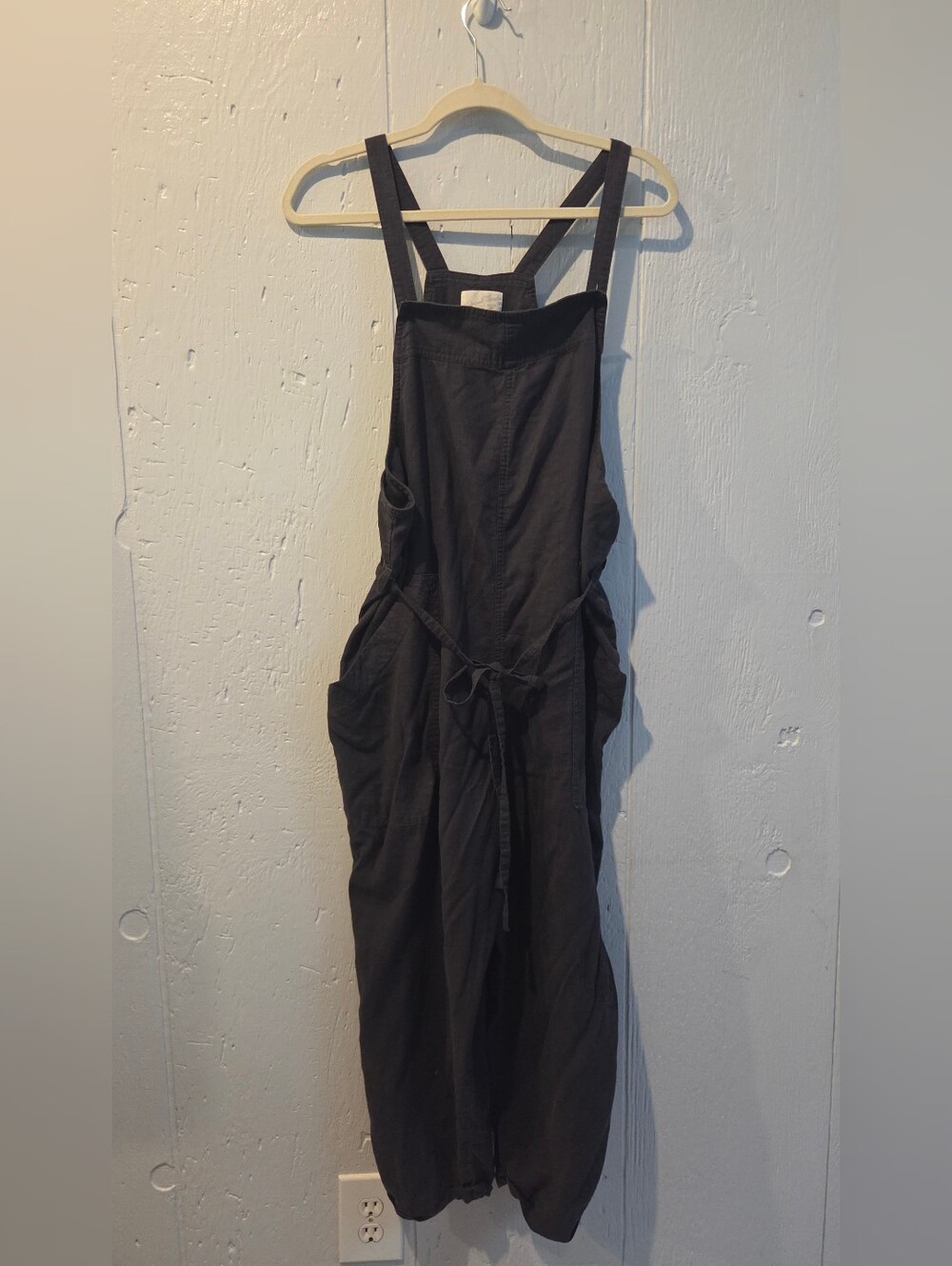 Universal Thread Linen Blend Gray Black Women’s Strap Overalls Jumpsuit